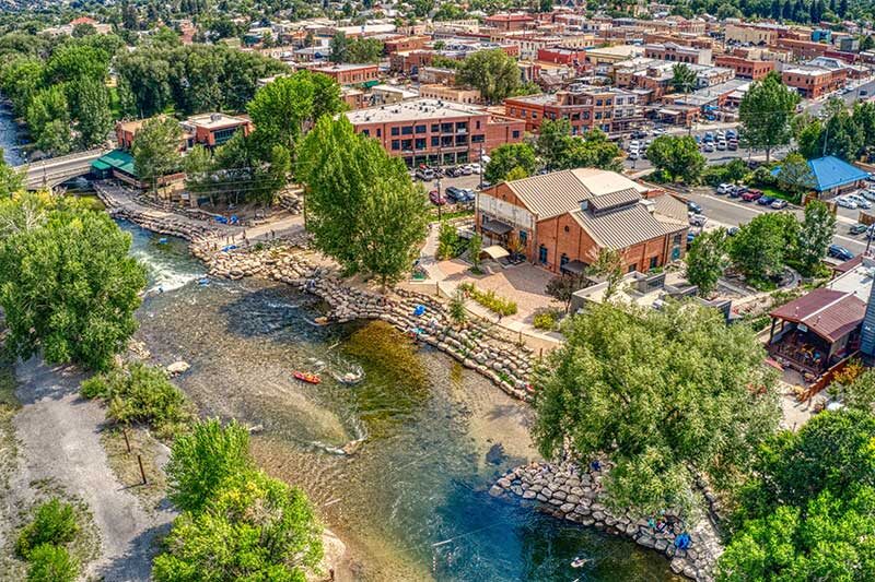 | 3D Cannabis Center Marijuana Dispensary, Salida CO - aerial view of salida
